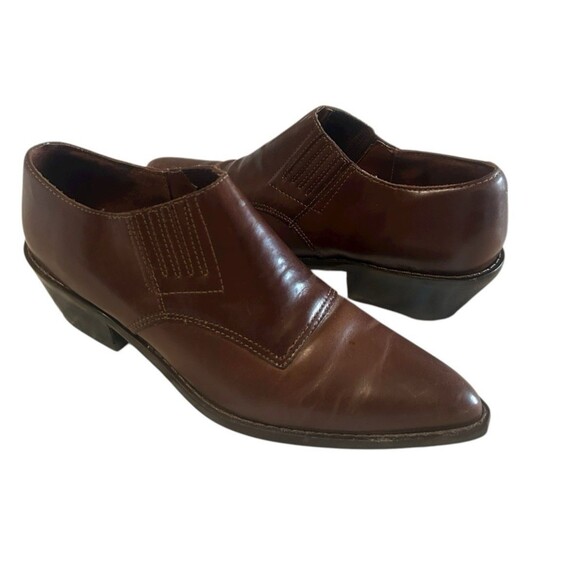 Wild Pair Vintage Brown Leather Women’s 8.5B Western Mules Booties Pointed Y2K - Picture 3 of 11